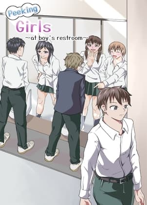 Peeking girls at boy's restroom cover