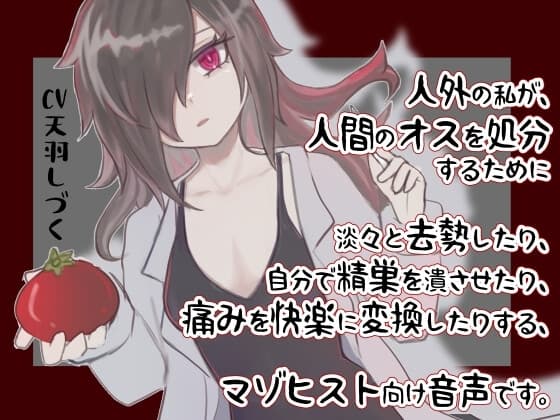 人外の私が、人間のオスを処分するために淡々と去勢したり、自分で精巣を潰させたり、痛みを快楽に変換したりする、マゾヒスト向け音声です。 cover