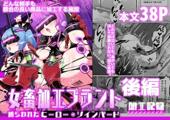 女畜加工プラント 捕らわれたヒーロー・ツインバード加工記録 後編 cover