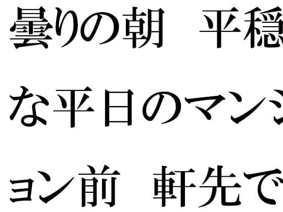 曇りの朝 平穏な平日のマンション前 軒先でミニスカートの・・・・ cover