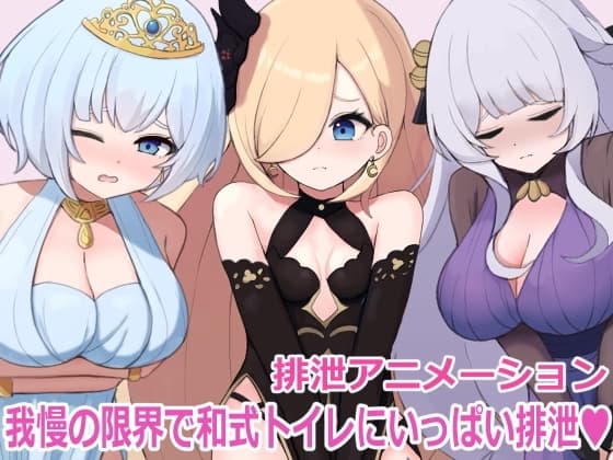 【スカトロ動画】ドレスを着た3人の女の子たちが我慢の限界で和式トイレにいっぱい排泄 cover