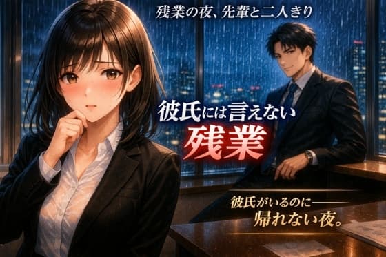 残業の夜、先輩と二人きりのオフィスで ―彼氏には言えない残業― cover